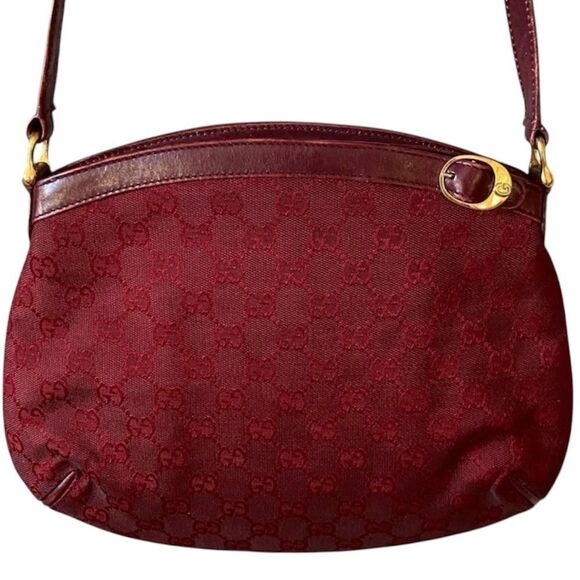 Authenticated Vintage Gucci GG Logo Burgundy/Wine Crossbody Shoulder Bag. COA. - Picture 2 of 16